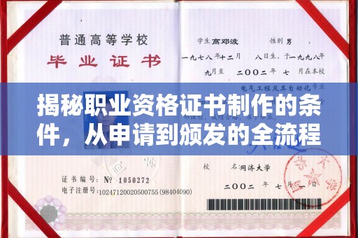会东揭秘职业资格证书制作的条件，从申请到颁发的全流程解析